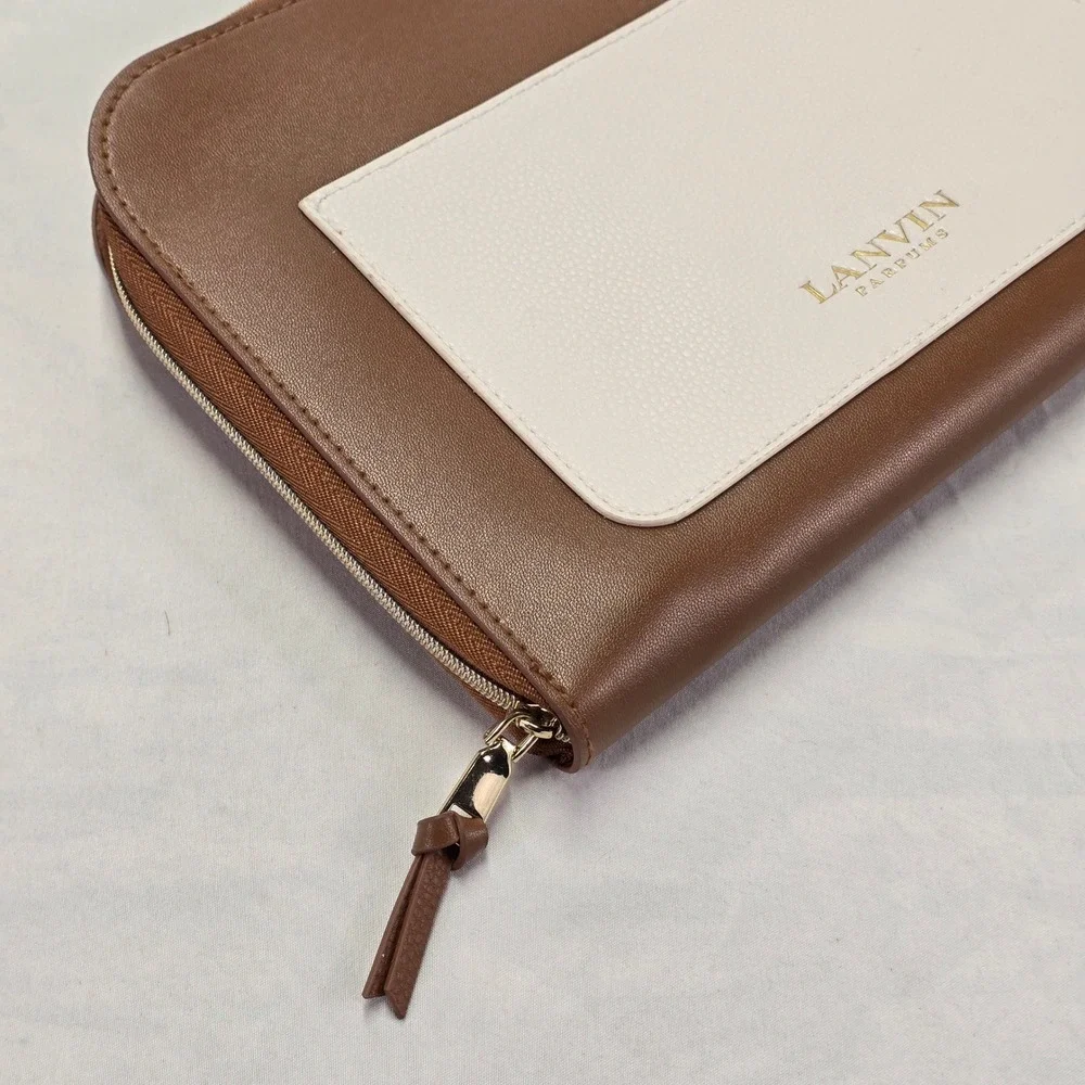 Lanvin Parfums Turkish Airlines‎ Amenity Pouch Brown Cream Travel Bag